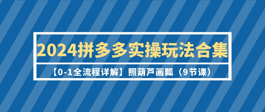 2024拼多多实操玩法合集【0-1全流程详解】照葫芦画瓢（9节课）