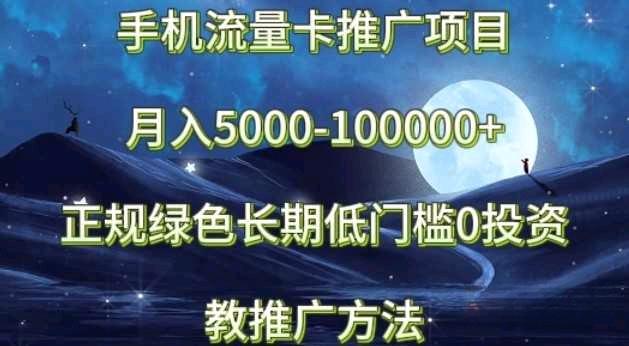 手机流量卡推广项目月入5000-100000+，正规绿色长期，低门槛0投资，教推广方法