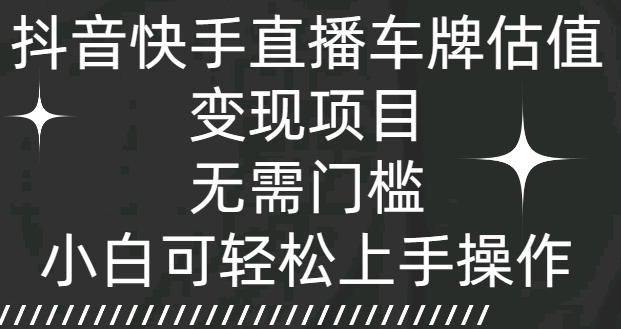 抖音快手直播车牌估值变现项目，无需门槛，小白可轻松上手操作